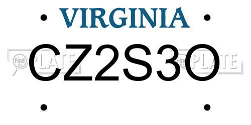 CZ2S3O Virginia License Plate