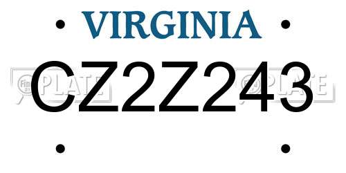 CZ2Z243 Virginia License Plate