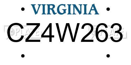 CZ4W263 Virginia License Plate