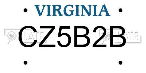 CZ5B2B Virginia License Plate