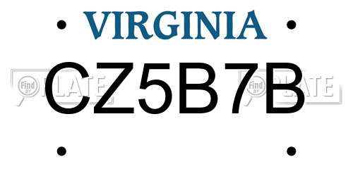 CZ5B7B Virginia License Plate