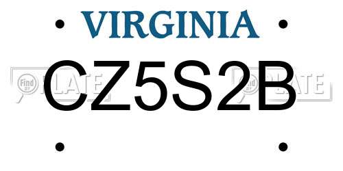 CZ5S2B Virginia License Plate