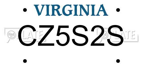 CZ5S2S Virginia License Plate