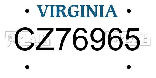 CZ76965 Virginia License Plate