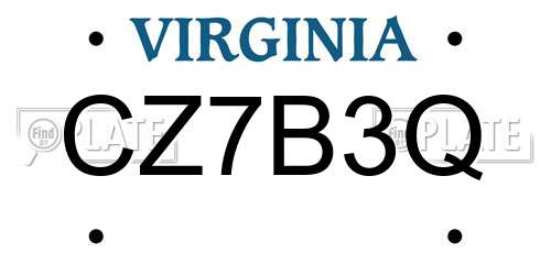 CZ7B3Q Virginia License Plate