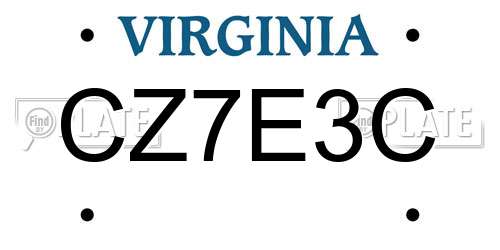 CZ7E3C Virginia License Plate