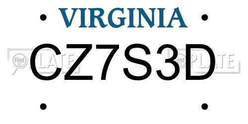 CZ7S3D Virginia License Plate