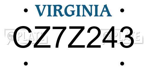 CZ7Z243 Virginia License Plate