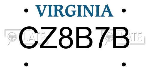 CZ8B7B Virginia License Plate