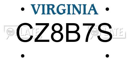 CZ8B7S Virginia License Plate