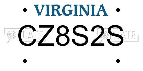 CZ8S2S Virginia License Plate
