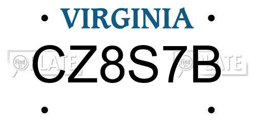 CZ8S7B Virginia License Plate