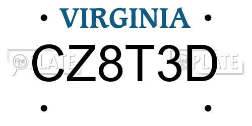 CZ8T3D Virginia License Plate