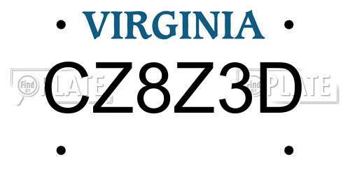 CZ8Z3D Virginia License Plate