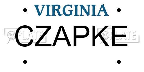 CZAPKE Virginia License Plate
