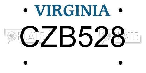 CZB528 Virginia License Plate