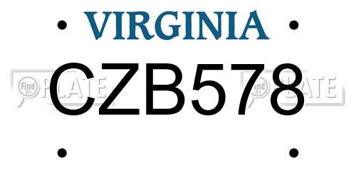 CZB578 Virginia License Plate