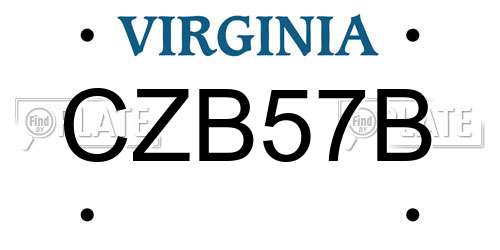 CZB57B Virginia License Plate