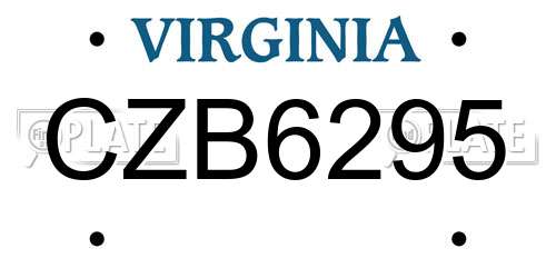 CZB6295 Virginia License Plate