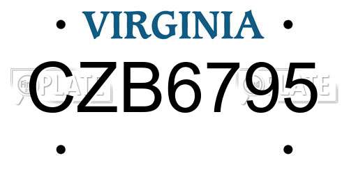 CZB6795 Virginia License Plate