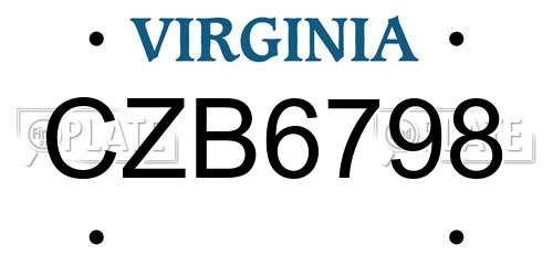 CZB6798 Virginia License Plate