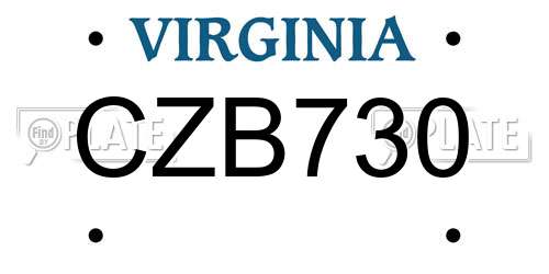 CZB730 Virginia License Plate