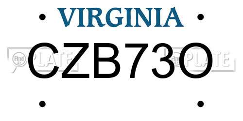CZB73O Virginia License Plate