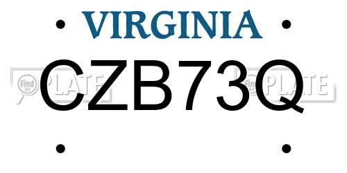 CZB73Q Virginia License Plate