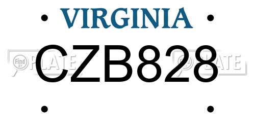 CZB828 Virginia License Plate