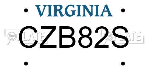 CZB82S Virginia License Plate