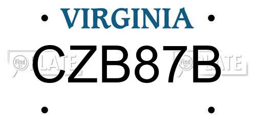 CZB87B Virginia License Plate