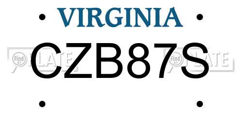 CZB87S Virginia License Plate