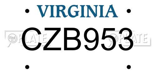 CZB953 Virginia License Plate