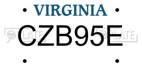 CZB95E Virginia License Plate
