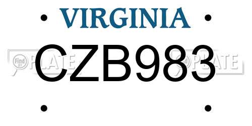 CZB983 Virginia License Plate