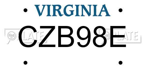 CZB98E Virginia License Plate