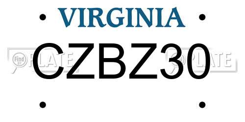 CZBZ30 Virginia License Plate