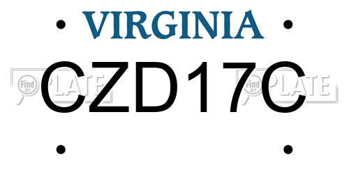 CZD17C Virginia License Plate