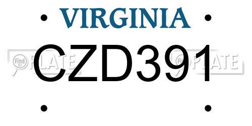 CZD391 Virginia License Plate