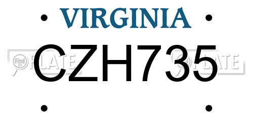 CZH735 Virginia License Plate