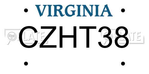 CZHT38 Virginia License Plate