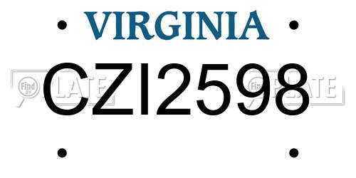 CZI2598 Virginia License Plate
