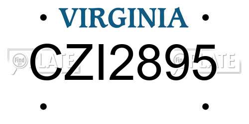 CZI2895 Virginia License Plate