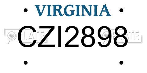 CZI2898 Virginia License Plate