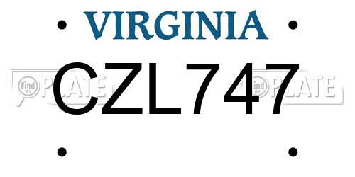 CZL747 Virginia License Plate