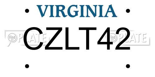 CZLT42 Virginia License Plate