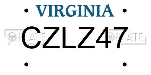 CZLZ47 Virginia License Plate