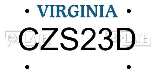 CZS23D Virginia License Plate