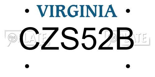 CZS52B Virginia License Plate
