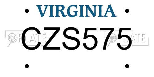 CZS575 Virginia License Plate